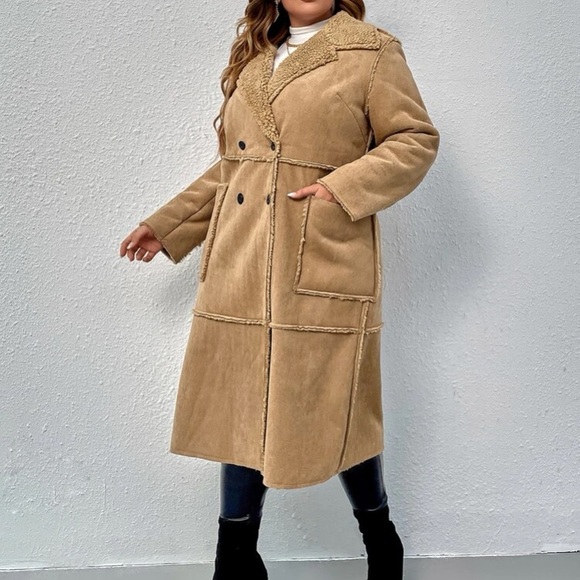 Luxe double breasted teddy lined coat - Picture 6 of 11